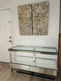 El Dorado Glass Top Mirrored Console Table