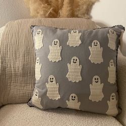 BRAND NEW + RARE Ghost Pom Pom Decorative Pillow