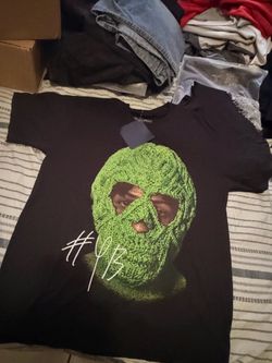Black Graphic Tee with Ski Mask Print YB