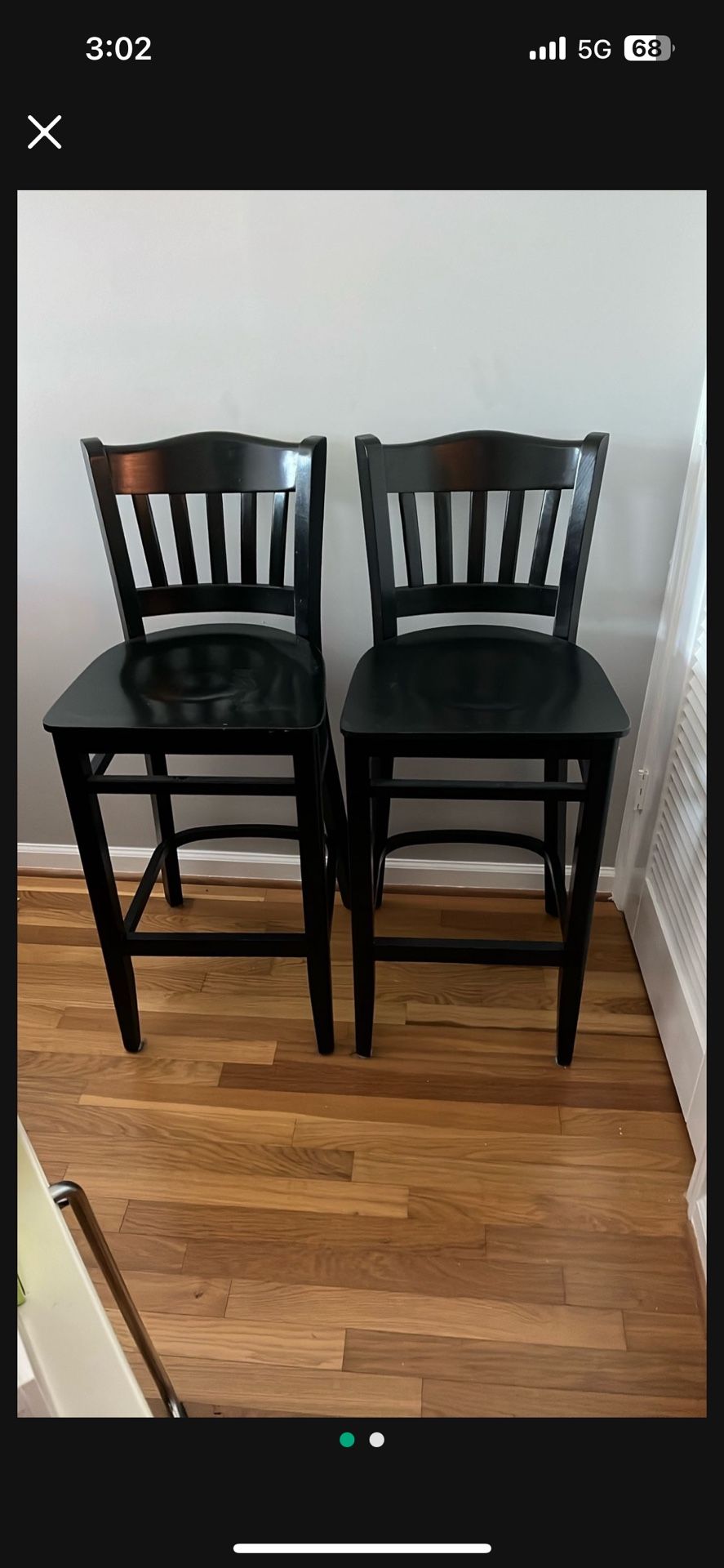 Two Dark Wood Kitchen Chairs/ Stools- Both for 