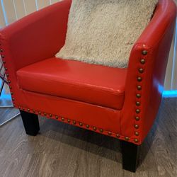 Two Red Studden Chairs 