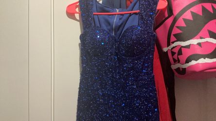 Navy Blue Sequin Bodycon Mini Dress