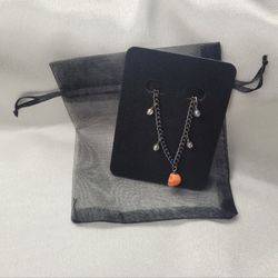 Orange Skull Earrings And Necklace