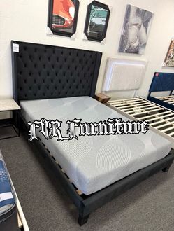New queen bed frame with mattress