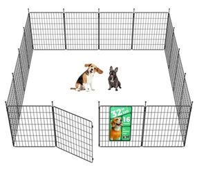 16 Panel Pet Playpen Black 32" Tall Each Panel 23.6" Wide New, Open Box