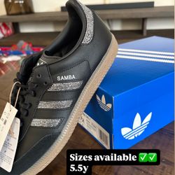 Sizes 5y, 5.5y, & 6y adidas Samba OG Rhinestone Black Silver (GS)