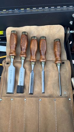 Stanley Wood Chisel Set with Leather Roll