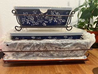 Temptations ovenware - floral lace design, blue