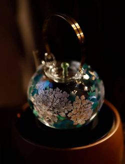 Gorgeous Hand-Painted Enamel Glass Teapot - Aesthetic Floral Design