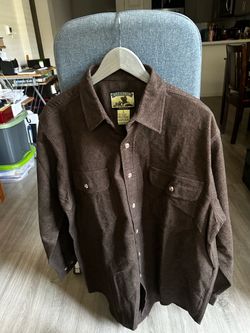 Field & Stream Mens Chamois Flannel Shirt  size brown Large Heavyweight Cotton