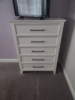 White Dresser, Nightstand, twin bed and mattress