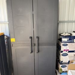 Keter Premium One Freestanding Plastic Garage Cabinet in Black 35-in W x 74-in H x 18.5-in D