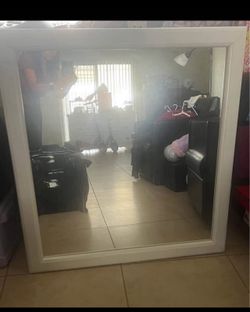 White Wood Vanity Mirror 35 X 38