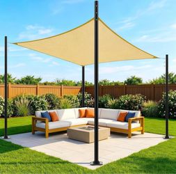 4 Pack 12 Ft Shade Sail Poles, Heavy Duty Metal Outdoor Support Post Kit, Rust-Resistant Shade Sail Support Poles, Adjustable Metal Sun Shade Poles fo