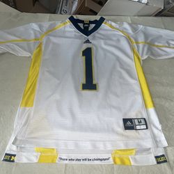 #1 Michigan Wolverines Adidas Jersey Men Medium Euc Sewn Football Big 10 White