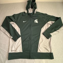 Nike Hoodie Mens Large Green  Michigan State Spartans Full Zip Long Sleeve