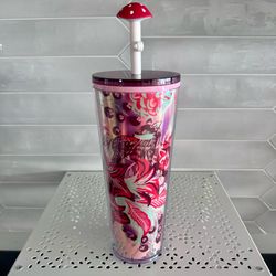 Starbucks 2022 Enchanted Forest Cup Tumbler 24oz Venti with Mushroom Straw Topper Bought and never used   Like new with tag