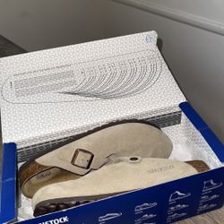 Birkenstock Boston Taupe Suede Clogs 