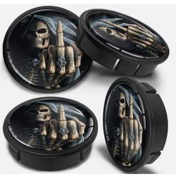 (4 Pcs) SKULL MIDDLE FINGER 4 x 60mm ABS Car Alloy Wheel Centre Universal Rims Hub Center Caps Auto . $15.00 South Gate P. Up.