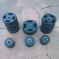 Olympic Rubber Coated Weight Plates 315 Pounds Total 