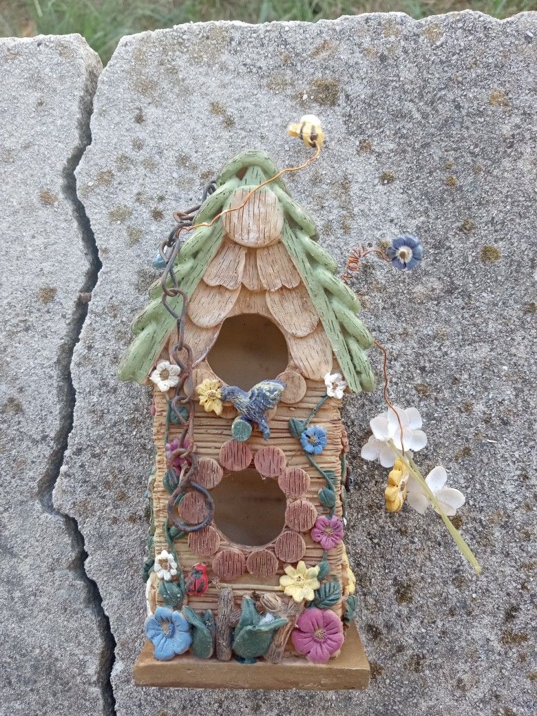 Glass Birdhouse With Chain Hanger