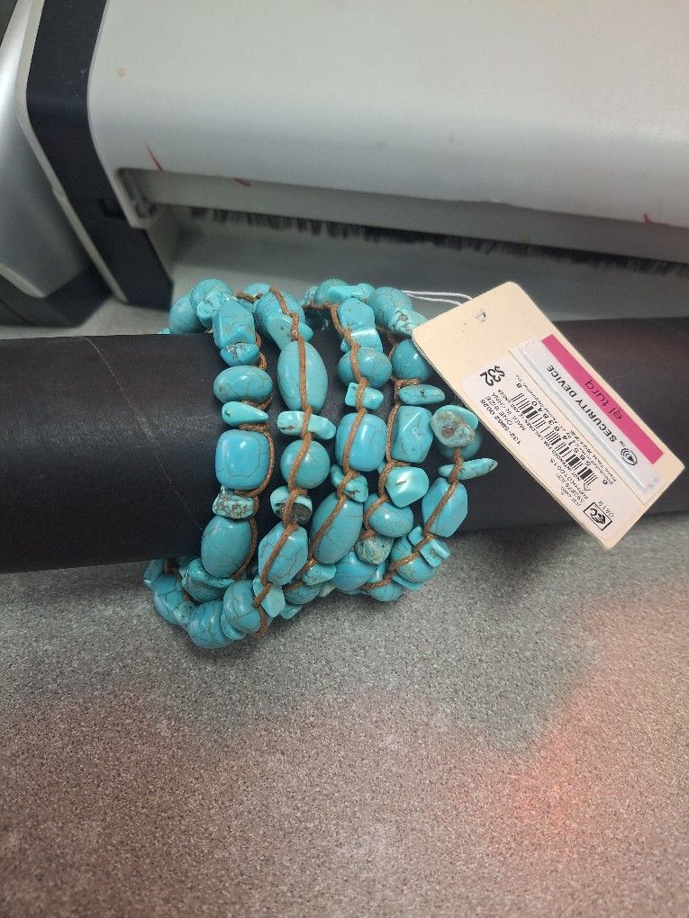 Turquoise Beaded Coil Bracelet