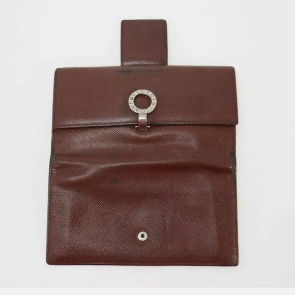 Vintage bulgari bvlgari long brown gold monogram silver ring wallet