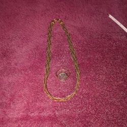 Necklace And Ring 925 With Gold Plate $80
