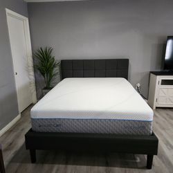 Queen bed frame and mattress