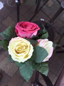 Outdoor artificial flower decoration with pot