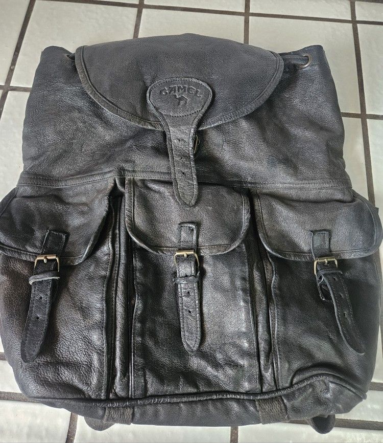 Vintage Camel Cigarette Leather Backpack