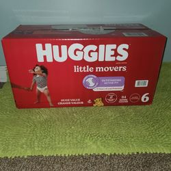 Box 84 Diapers Huggies Little Movers #6 