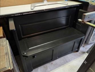 Black Wood Storage Bench with Lift-Top