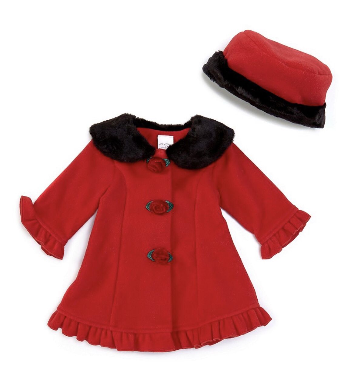 Baby Girls 12Months Flower-Button Fleece Coat