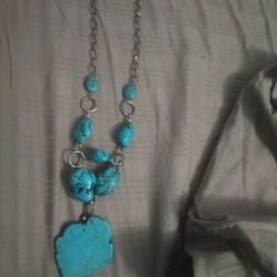 Turquoise Necklace 925 Silver Solid 