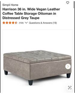 Simpli Home Harrison Storage Ottoman – Brand New in Box
