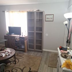 Silver GREY Glass Bookshelves 