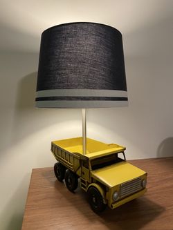 Pottery Barn Kids Yellow Metal Construction Dump Truck Lamp for