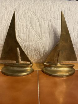 Solid Brass Sail Boat Bookends