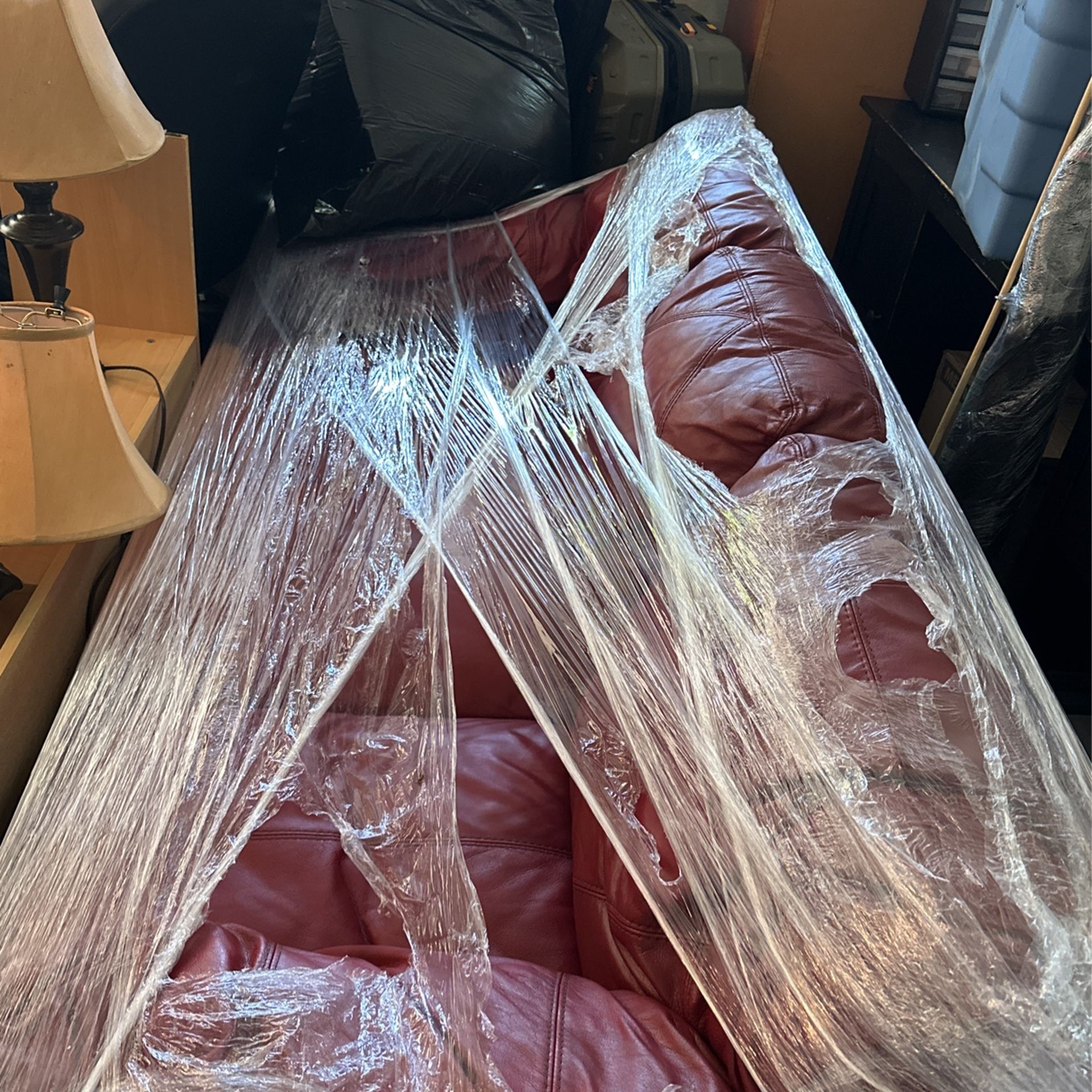Genuine Red Leather Couch