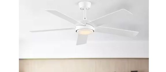 Benning 52 in. Indoor Matte White Ceiling Fan with Adjustable White Light LED and Remote