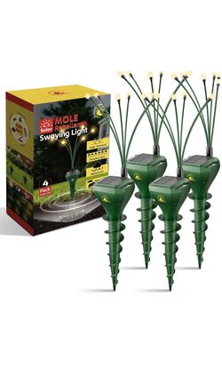 4 Pack Mole Repellent Solar Powered with Swaying Lights