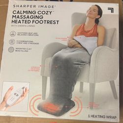 Sharper Image Calming Cozy Heated Vibrating Footrest, Gray Sherpa, Auto Shut-Off