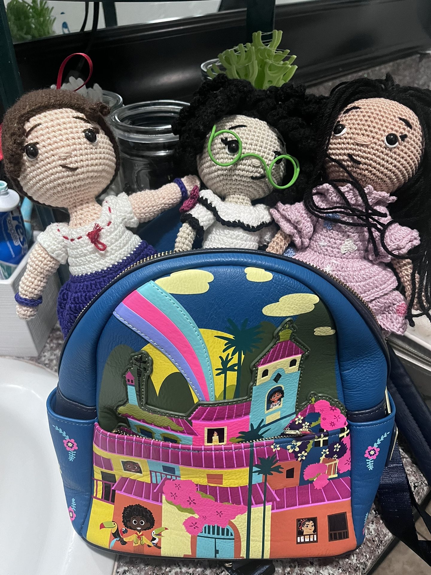 Disney Encanto Backpack And Crochet Dolls $50
