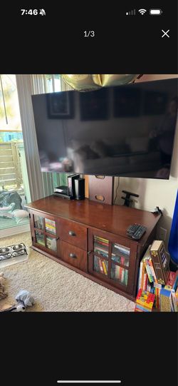 TV-Mount Cabinet with storage drawers glass cabinets $30 OBO