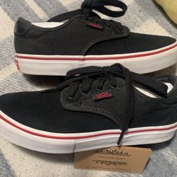 Youth Size 4.0 VANS Authentic Style Shoes Black on Black Lite to Medium Wear