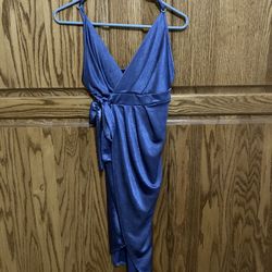 Black Bead Silver Blue Spaghetti Strap Dress