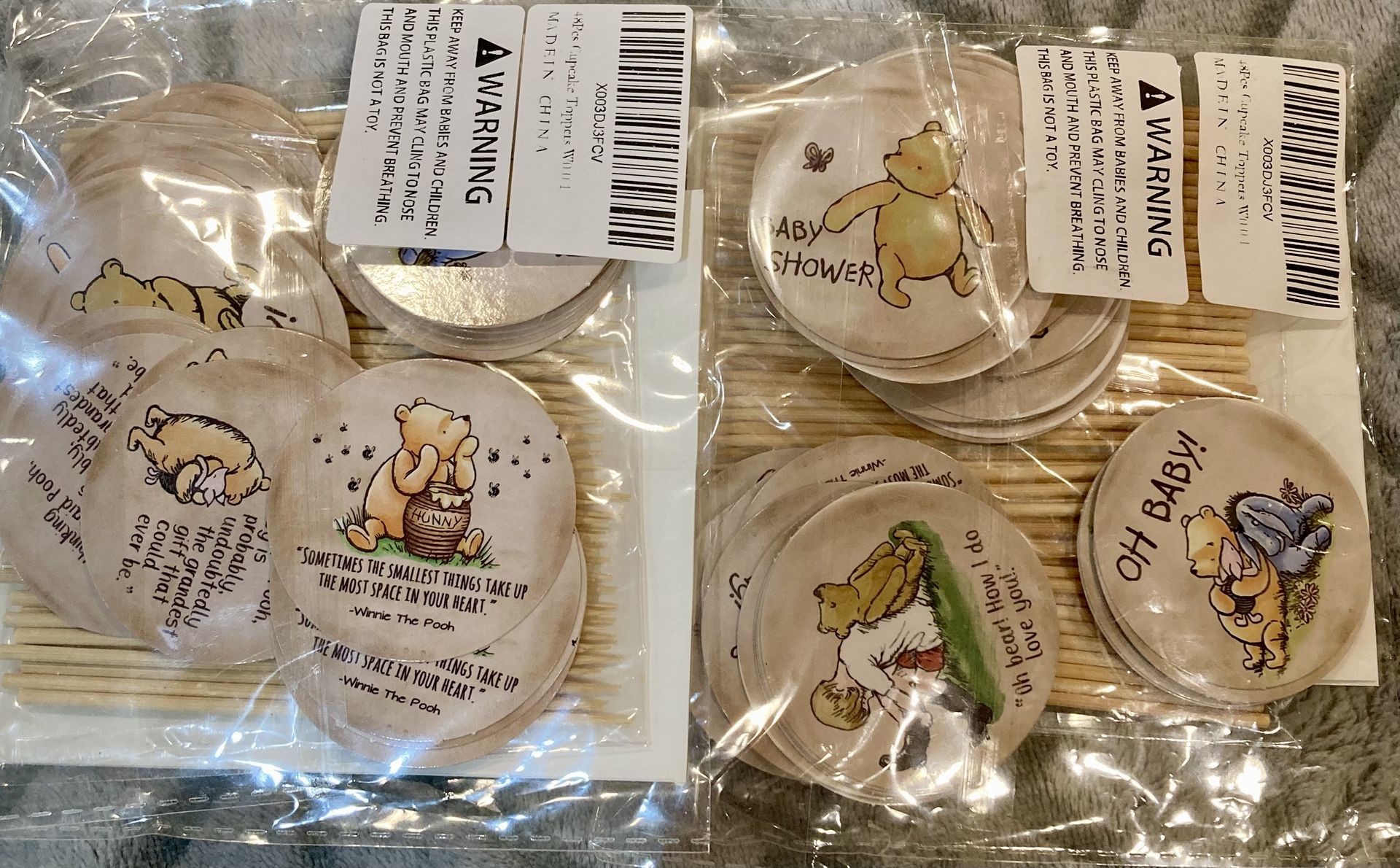 Classic Pooh Baby Shower Cupcake Topper
