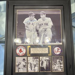 Framed "Baseball Immortals" Ted Williams & Joe DiMaggio Dual-Signed Photo Display COA