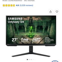 Samsung 27” Odyssey 240Hz Gaming Monitor